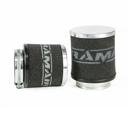 MC-006 - Filtro de Aire cónico para motocicleta con cuello de 48mm de diámetro interno y tapa cromada de la marca Ramair.