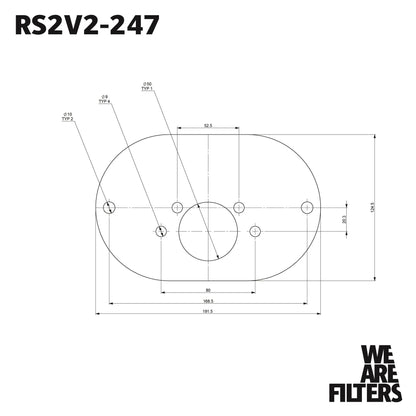 Filtro de ar do carburador de espuma Ramair com placa de base para caber em SU HIF6, HIF44 1,7 polegadas - 65 mm de altura interna.