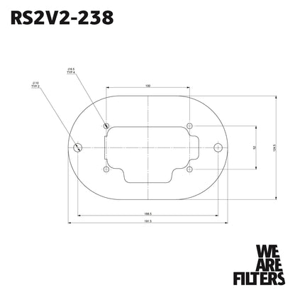 Filtro de ar de carburador de espuma Ramair com placa de base adequado para Weber 32/36 DGV/DGEV, 38 DGAS/DGMS - 100mm de altura interna.