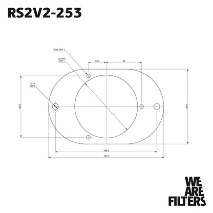 Filtro de ar de carburador de espuma Ramair com placa de base adequado para Weber 23/32 TLD - altura interna de 65 mm.